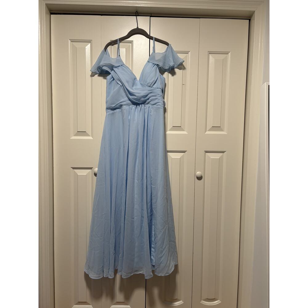 Women’s Light Blue Off-Shoulder Evening Dress Size 12 - Picture 2 of 9